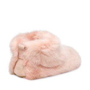 NEW UGG pink fur & leather slipper